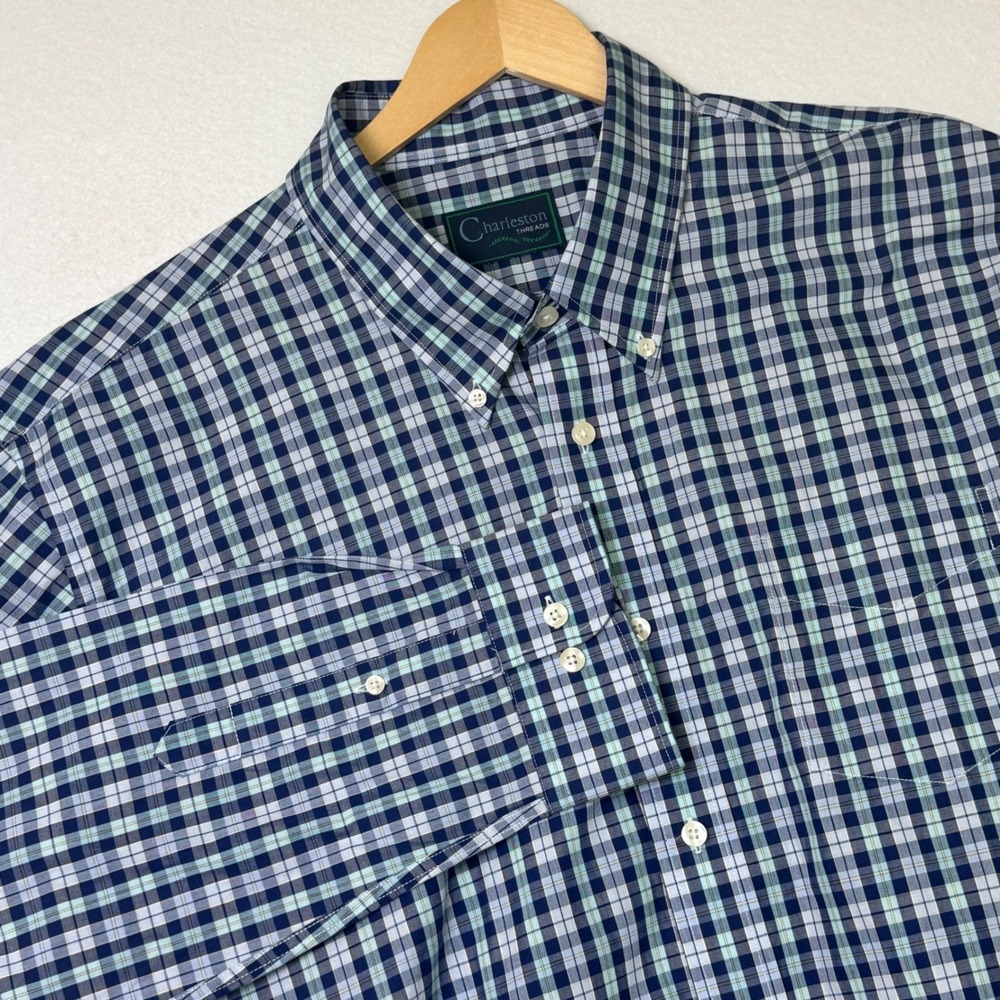 Charleston Threads Mens XXL Plaid Button Down Shirt Cotton Classic New